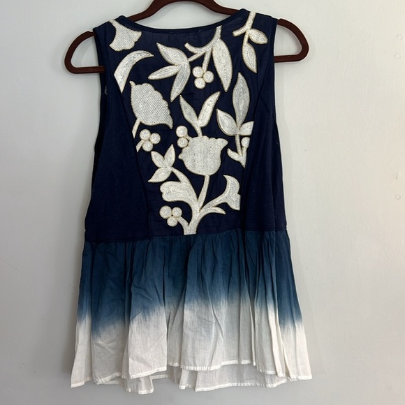 Anthropologie Blue Tie Dye Blouse - Picture 4 of 4